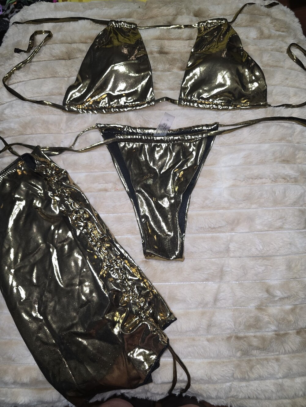 Metallic Gold String Bikini Set